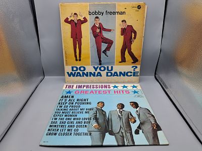 1959 Bobby Freeman Do You Wanna Dance & 1965 The Impressions Greatest Hits Vinyl Albums - 