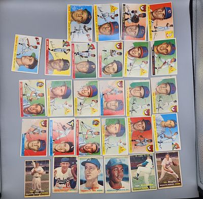 (22) 1955 Topps Baseball Cards and (6) 1957 Topps Including Newcombe and Furillo. Lower Grade