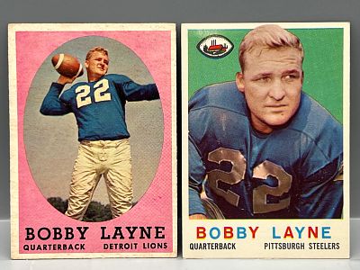 1958 and 1959 Topps Bobby Layne #2 & #40