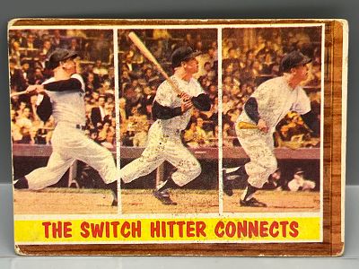 1962 Topps Mickey Mantle The Switch Hitter Connects #318
