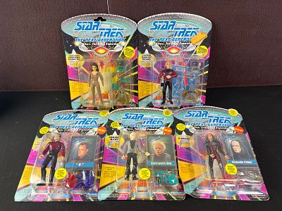 1992-93 Playmates Star Trek TNG Lot of 5 Action Figures - Deanna Troi, Picard, Q, McCoy, K'Ehleyr