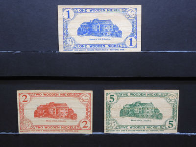 (3) Different 1946 Piqua, Ohio Wooden Nickels. Issued to commemorate the naming of Piqua. Great 