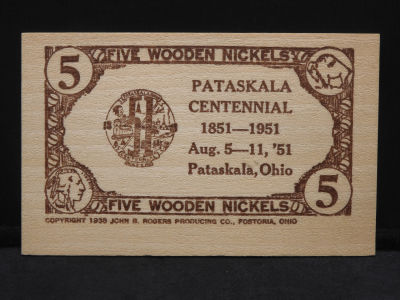 1951 Pataskala, Ohio Wooden Nickel. Great Shape.