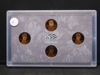 (4) 2009-S Varieties Lincoln Proof Set: Birth, Formative, Professional, and Presidential. GEM 