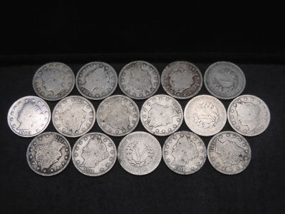 16 -Liberty Head V Nickels Mixed Dates