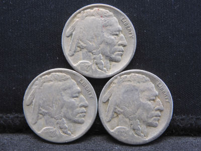 1927-1928-S & 1929-S Buffalo Nickels