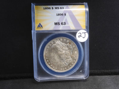 1896 Morgan Silver Dollar ANACS MS-63 Cartwheel Coin