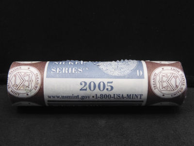 Roll Of 40 Brilliant Uncirculated 2005-D Westward Journey Jefferson Nickels In Original Gov't 