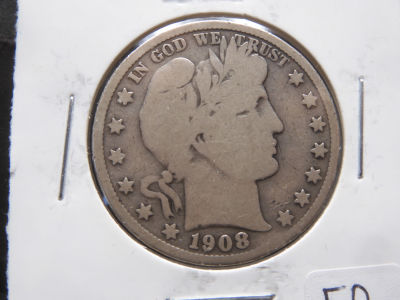 1908 S BARBER HALF DOLLAR VG