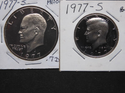 1977 S PROOF IKE DOLLAR & KENNEDY HALF