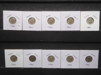 Ten 1964 Roosevelt Dimes