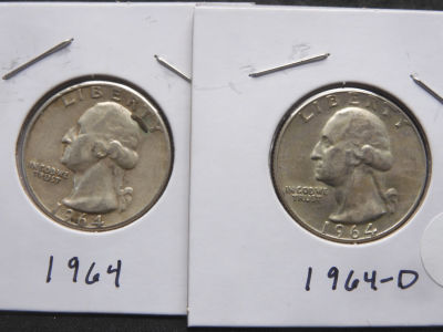 1964 & 1964-D Washington Quarters