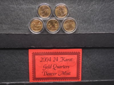 2004-D Five 24K Minted Quarters B/U