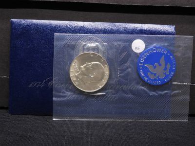 1974-S Eisenhower Silver Dollar Blue Envelope. 1974-S Eisenhower Silver Dollar Blue Envelope 