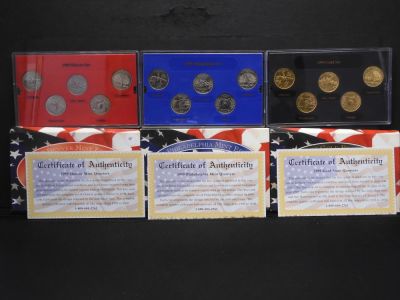 1999 P &amp; D Mint Quarter Sets &amp; 1999-D Gold State Quarters OGP COA