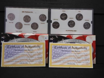 2001-P &amp;2002-P Platinum State Quarters Sets COA