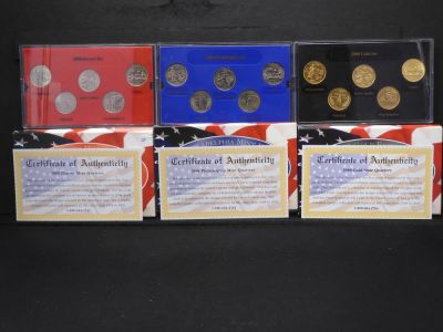 2000 P &amp; D Mint Quarter Sets &amp; 2000-D Gold State Quarters OGP COA