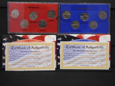 2001 P &amp; D Mint Quarter Sets OGP COA