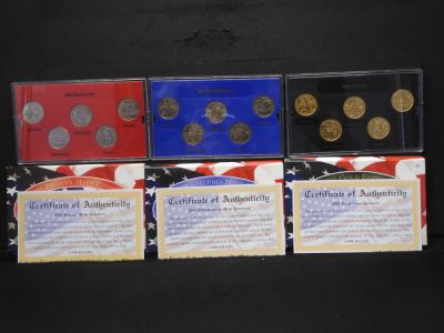 2001 P &amp; D Mint Quarter Sets &amp; 2001-D Gold State Quarters OGP COA