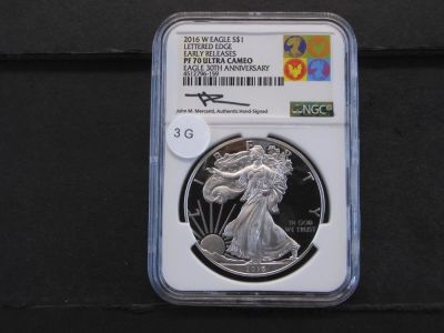 2016-W Lettered Edge Early Releases Pf 70 Ultra Cameo American Silver Eagle 30th Anniversary NGC