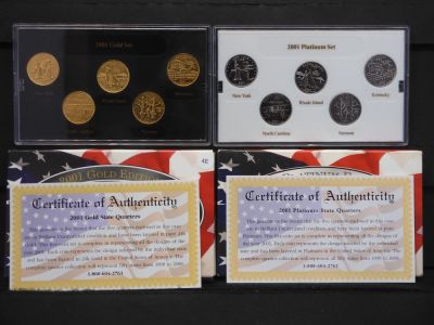 2001-D Gold State Quarter Set &amp; 2001-P Platinum State Quarter Set OGP COA