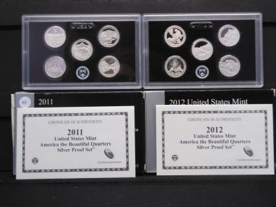 2011-S &amp; 12-S Silver United States Mint, America The Beautiful Quarters Silver Proof Sets