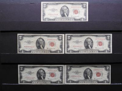 1953B $2 RED SEAL - United States Note - 5 Bills Condition: You will receive a Tracking Number 