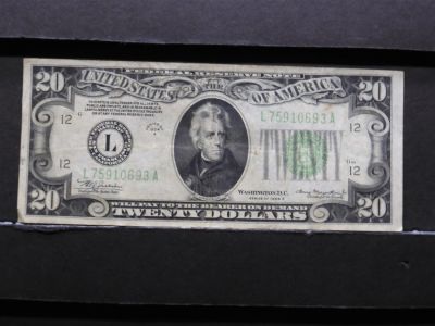 1934A $20 Federal Reserve Note Condition: You will receive a Tracking Number from STAMPS.COM 