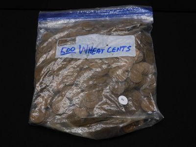 500 Unsearched Wheat Cents Condition: You will receive a Tracking Number from STAMPS.COM once 