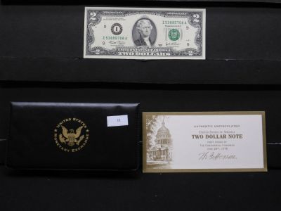 Series 2003 $2.00 Federal Reserve Uncirculated Note w/ COA & Nice Holder. Series 2003 $2.00 