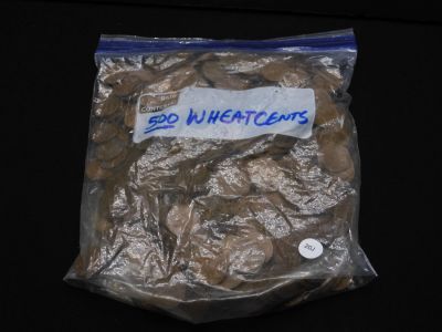 500 Unsearched Wheat Cents Condition: You will receive a Tracking Number from STAMPS.COM once 