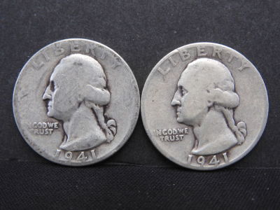 2 1941 Washington Quarters Condition YES WE SHIP ALL COINS. Pricing depends on destination, we 