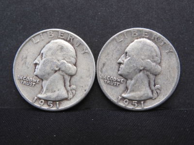 1951-P+D Washington Quarters Condition YES WE SHIP ALL COINS. Pricing depends on destination 