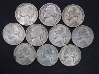 10 Assorted 35% Silver Jefferson War Nickels Condition YES WE SHIP ALL COINS. Pricing depends 