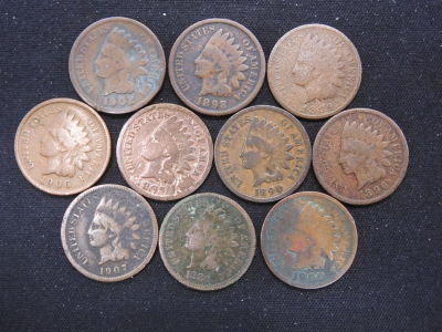 10 Assorted Indian Head Cents Condition YES WE SHIP ALL COINS. Pricing depends on destination 