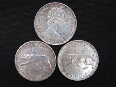 3 1967 Centennial Canadian Quarters Condition YES WE SHIP ALL COINS. Pricing depends on 