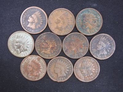 10 Assorted Indian Head Cents Condition YES WE SHIP ALL COINS. Pricing depends on destination 