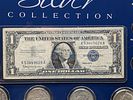 United States Silver Collection in Nice Wooden Display Box - Currency , Several Coins & Image - 8