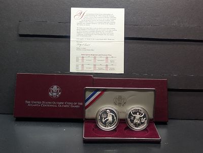 1996-P PROOF Atlanta Centennial Olympics Tennis & Wheelchair Key Date, Commemorative 2-Coin 90%