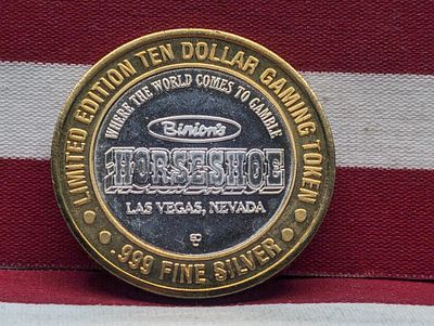 Limited Edition .999 FINE SILVER Center Horseshoe Casino $10 Gaming Token in