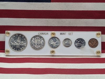 1954 Canada Mint Set in Capitol Case Includes Lots of Silver, Includes Four 80% Silver Coins. 195