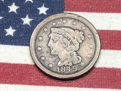 1849 Braided Hair Large Cent, w/Scratches Condition IMPORTANT NOTICE REGARDING COIN GRADES