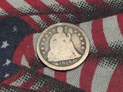 1856 w/ Stars Seated Liberty Dime - GOOD Condition PLEASE NOTE Some coins may have a grade on 