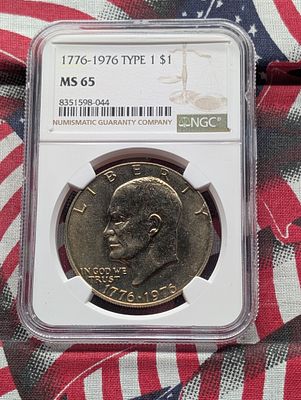 1776-1976 Type 1 Eisenhower Dollar - NGC MS65 Condition PLEASE NOTE Some coins may have a grade 