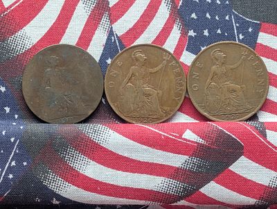 1901, 1920, 1927 Great Britain Large Pennies Condition PLEASE NOTE Some coins may have a grade 