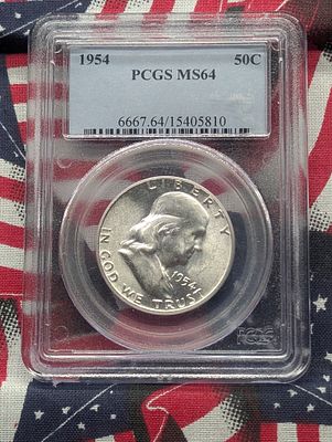 1954 P Franklin 90% Silver Half Dollar PCGS MS 64, ID#15405810 Condition PLEASE NOTE Some coins 