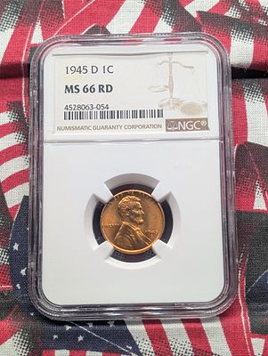 1945-D Lincoln Wheat Cent MS66 RD By NGC Condition PLEASE NOTE Some coins may have a grade on 