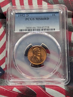 1952-D Lincoln Wheat Cent MS66 RD By PCGS Condition PLEASE NOTE Some coins may have a grade on 