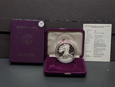 1987-S American Silver Eagle .999 Fine Silver One Troy Ounce in OGP w/ COA Condition PLEASE 