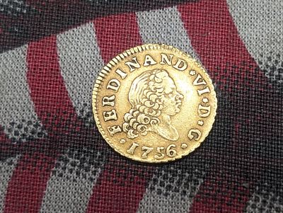 AWESOME COIN!! - 1756-JB Spain 1/2 SOLID 91.7% GOLD Escudo - AU+ Condition IMPORTANT NOTICE 